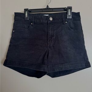Black denim shorts